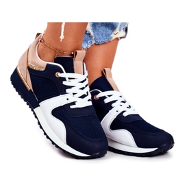 EVE Chaussures Sport Femme Bleu Marine Golden Clementine Elements blanc doré