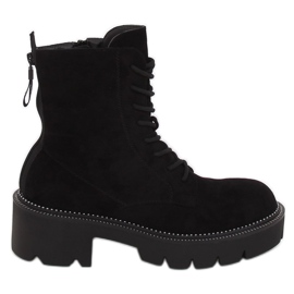 Boots noires sur semelle haute UK13P Noir