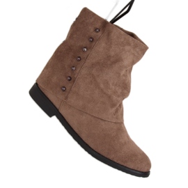 Boots sur talon compensé beige caché ST-03P Kaki brun