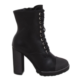 Bottines noires à lacets, noir NS081 Noir
