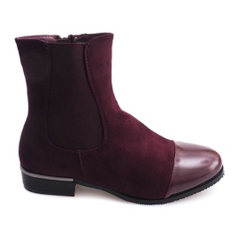 XF220 Bottines En Daim Bordeaux Avec Fermeture Éclair rouge multicolore