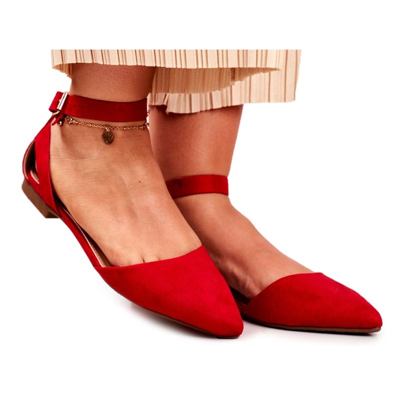 PS1 Ballerines plates rouges pour femmes avec ceinture avec Allison Spitz