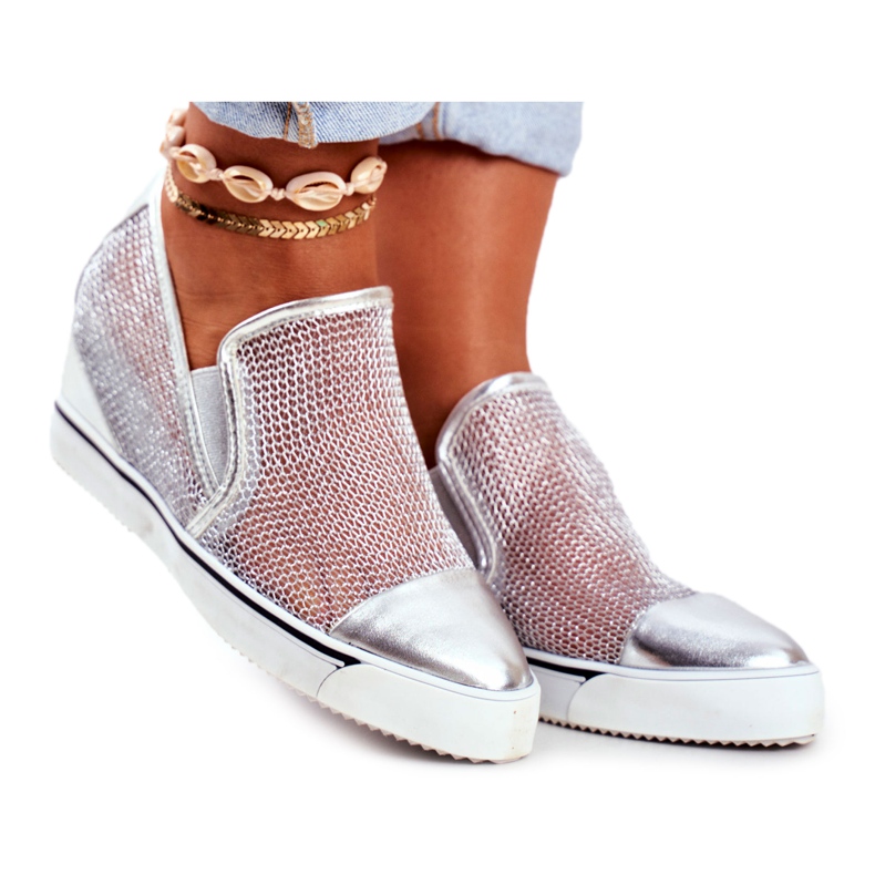Baskets Lu Boo Femme avec Mesh Argent Morgono gris