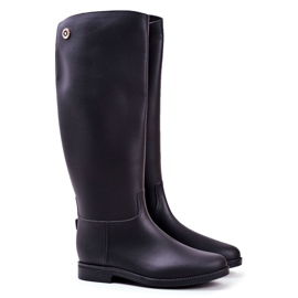 SEA Bottes de pluie noires pour femmes sous le genou Bottes d'équitation noires Drizzle