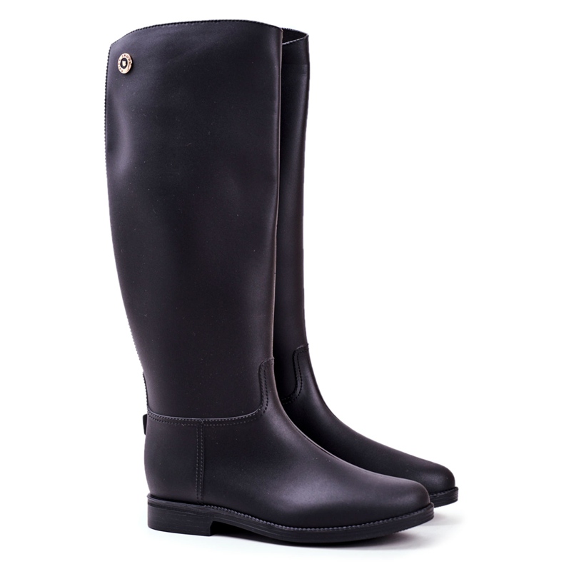 SEA Bottes de pluie noires pour femmes sous le genou Bottes d'équitation noires Drizzle le noir