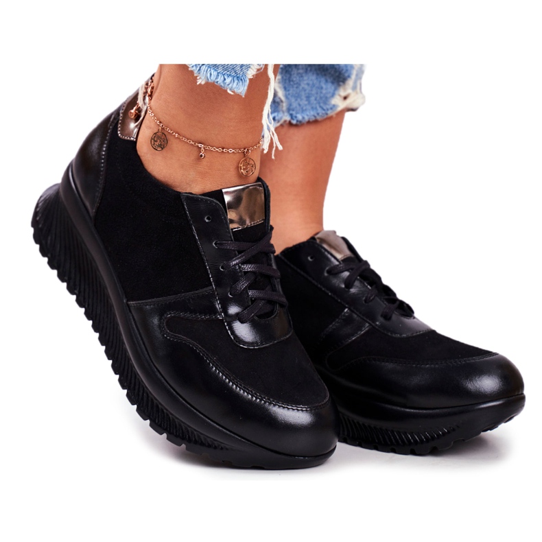 ESKA Chaussures de sport pour femmes en cuir noir Gianna le noir ESKA Chaussures de sport pour femmes en cuir noir Gianna le noir