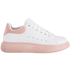 SHELOVET Sneakers sur une plate-forme de poudre blanche rose