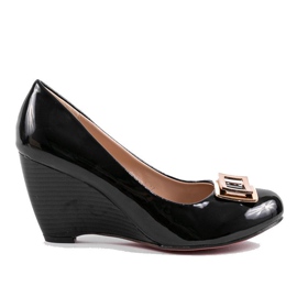 Escarpins compensés noirs avec boucle 0089-1