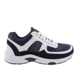 Baskets de sport à la mode bleu foncé en éco-cuir CH005 blanc bleu marine