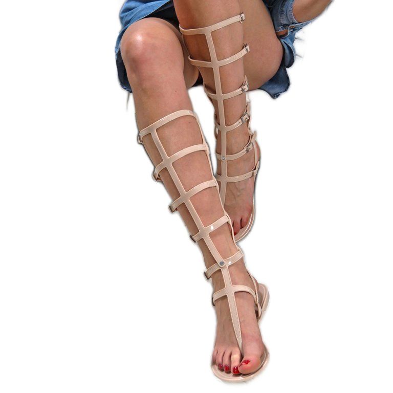 Lu Boo Beige Sandales High Romans Japonais Harona