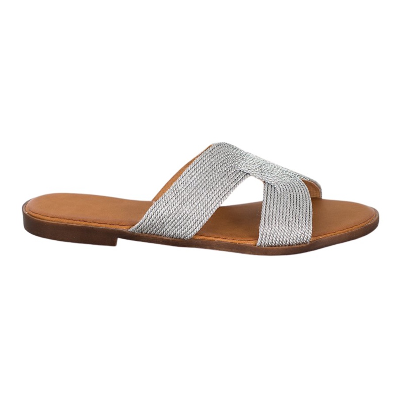 SHELOVET Pantoufles argentées élégantes gris