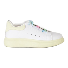 SHELOVET Baskets à lacets colorés blanche vert