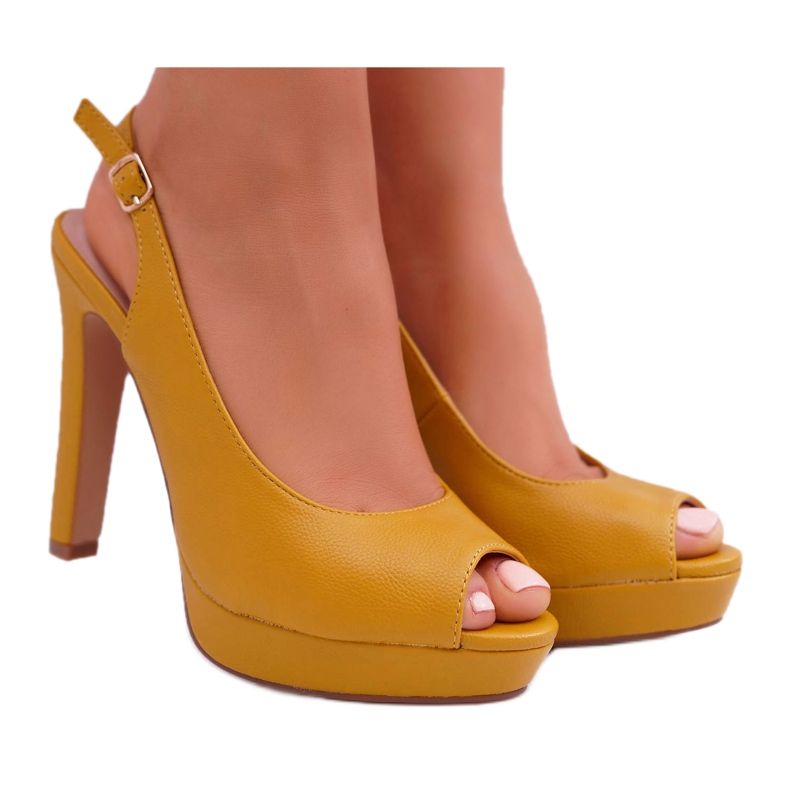 Moow Sandales À Talons Hauts Pour Femmes Jaune Lorajn