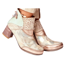Bottines Femme Talon Haut Maciejka Beige 03410-04 vert doré