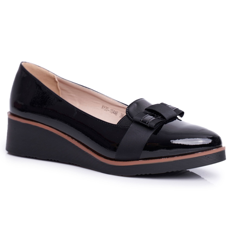 Vinceza Chaussures Richelieu Femme Sur Compensées Laquées Noires Milona le noir