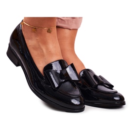Vinceza Mocassins Femme Noeud Laqué Noir Trixi