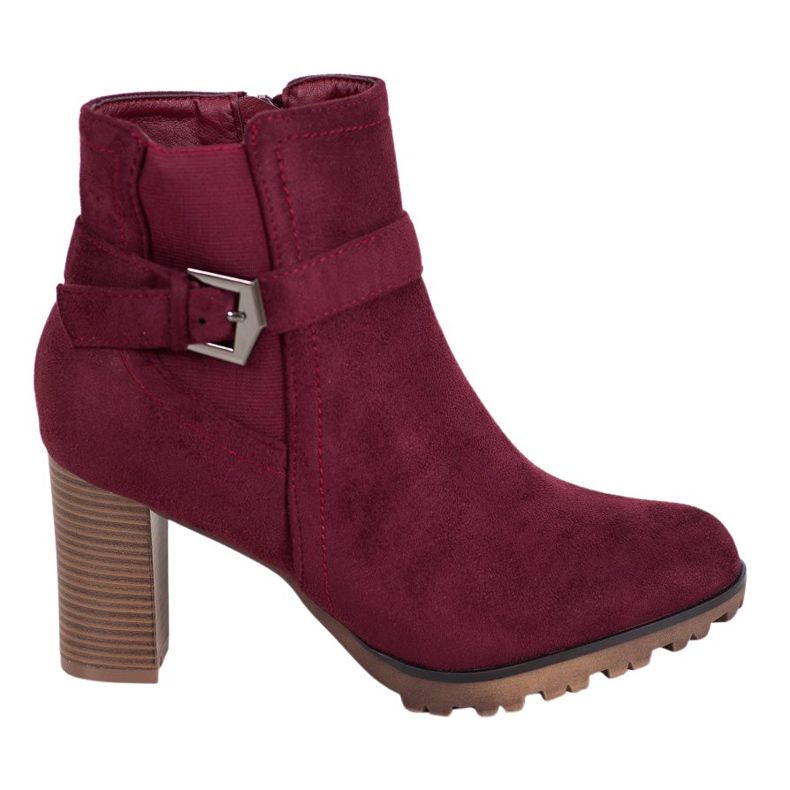 SHELOVET Bottines bordeaux à boucle rouge