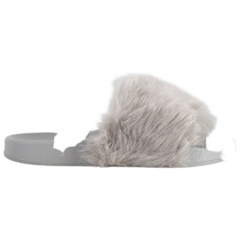 SHELOVET Pantoufles En Caoutchouc Avec Fourrure gris
