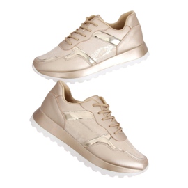 Chaussures de sport dorées pour femmes 2019-447 Or d'or jaune