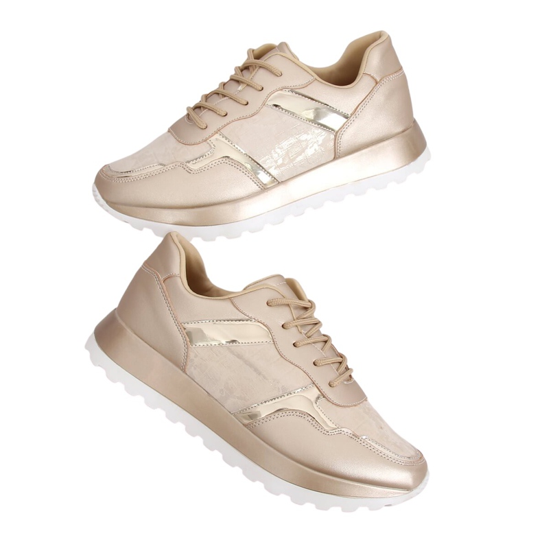 Chaussures de sport dorées pour femmes 2019-447 Or d'or jaune