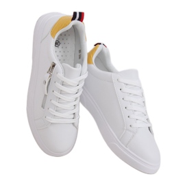 Baskets femme blanches KK-206 BLANC / JAUNE