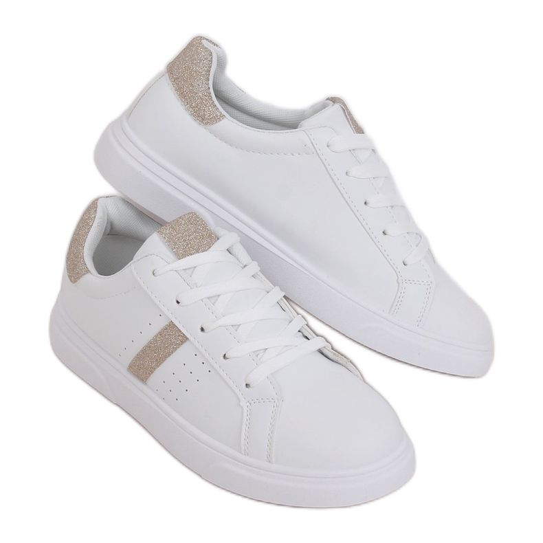 Baskets femme blanches C941 Gold d'or