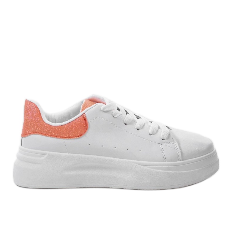Baskets blanches brillantes LLQ204-3 orange