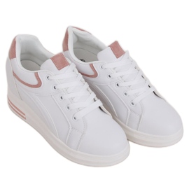 Baskets blanches BY-0370 BLANC/ROSE sur un coin caché