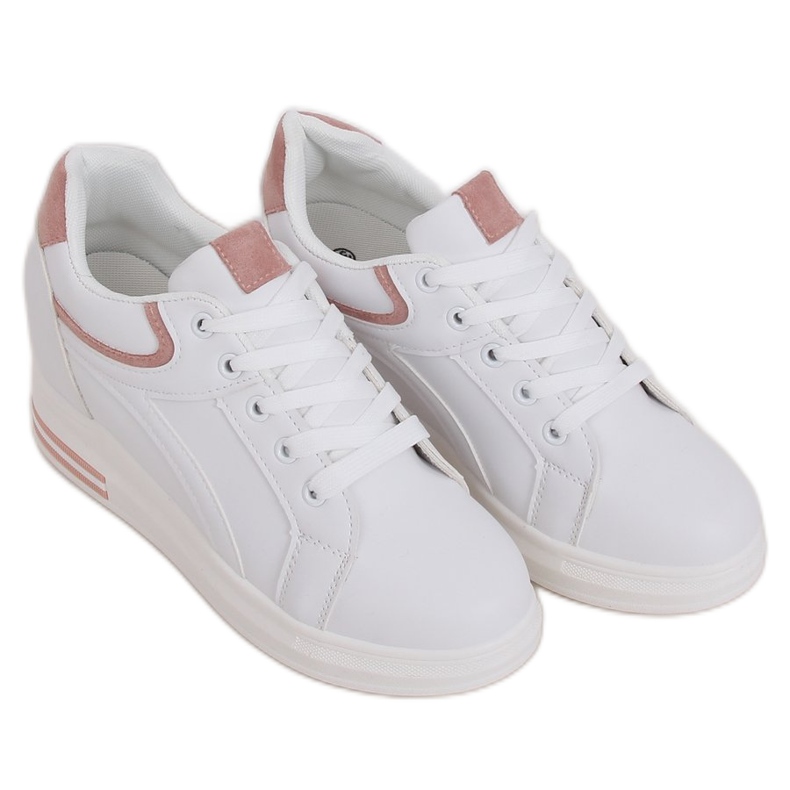 Baskets blanches BY-0370 BLANC/ROSE sur un coin caché