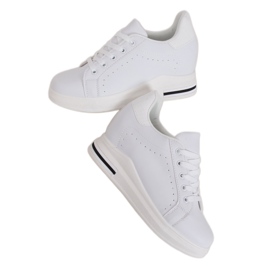 Blanc MY-0367 Baskets blanches sur talon compensé caché