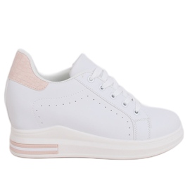 Baskets blanches MY-0367 BLANC/ROSE sur un coin caché