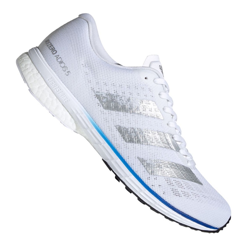 Chaussures de course adidas adizero Adios 5 M FV7334 blanche bleu argent
