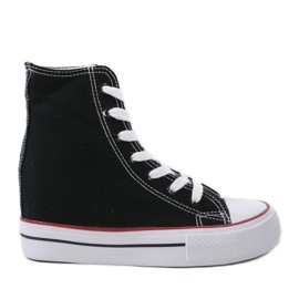 Baskets noires à lacets compensés B706-1