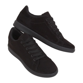 Baskets femme noires en daim noir 6301