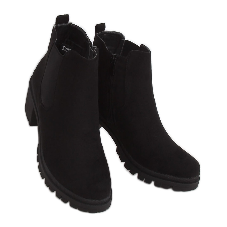 Bottines noires à talons larges XJ-25 Noir le noir