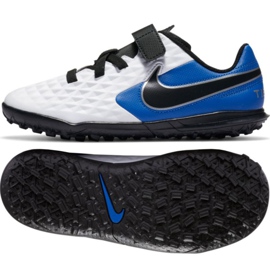 Chaussures de football Nike Tiempo Legend 8 Club Tf Jr CZ4216-104 blanc, bleu blanc