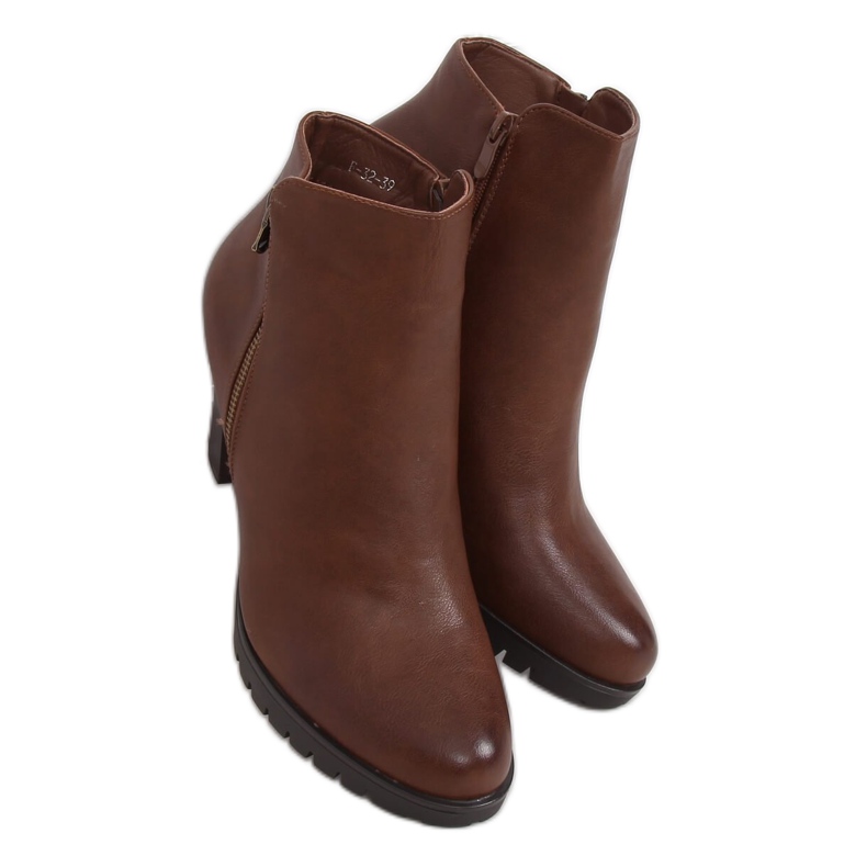Bottines à talons marron F-32 Camel brun