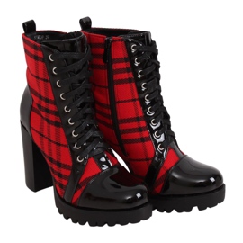 Boots damier talons hauts rouges NS080P Rouge Boots damier talons hauts rouges NS080P Rouge