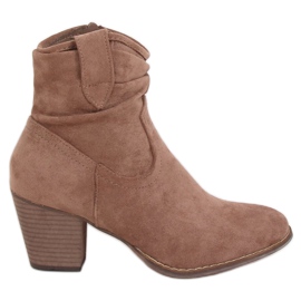 Bottines talons beiges 100-986B0-2 Kaki brun