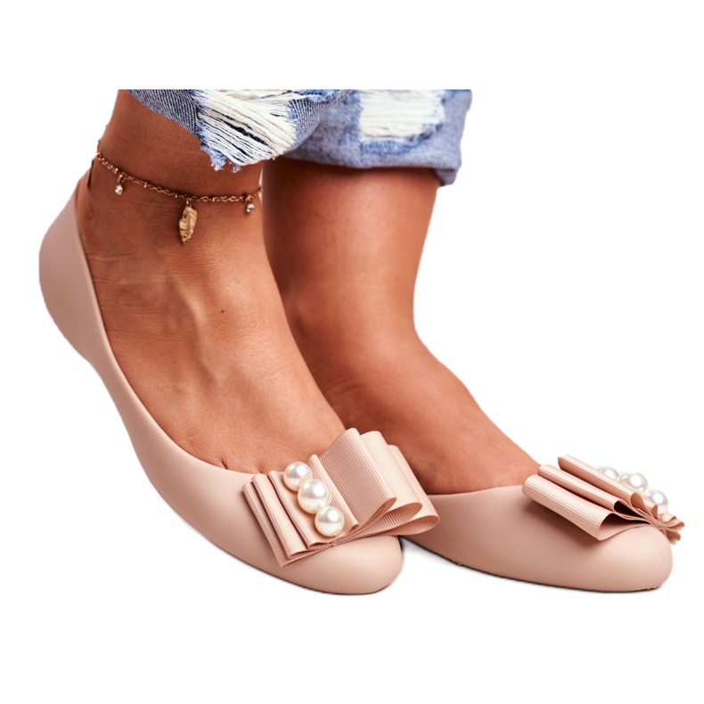 LU BOO Ballerines Caoutchouc Meliski Bows Beige Joleen