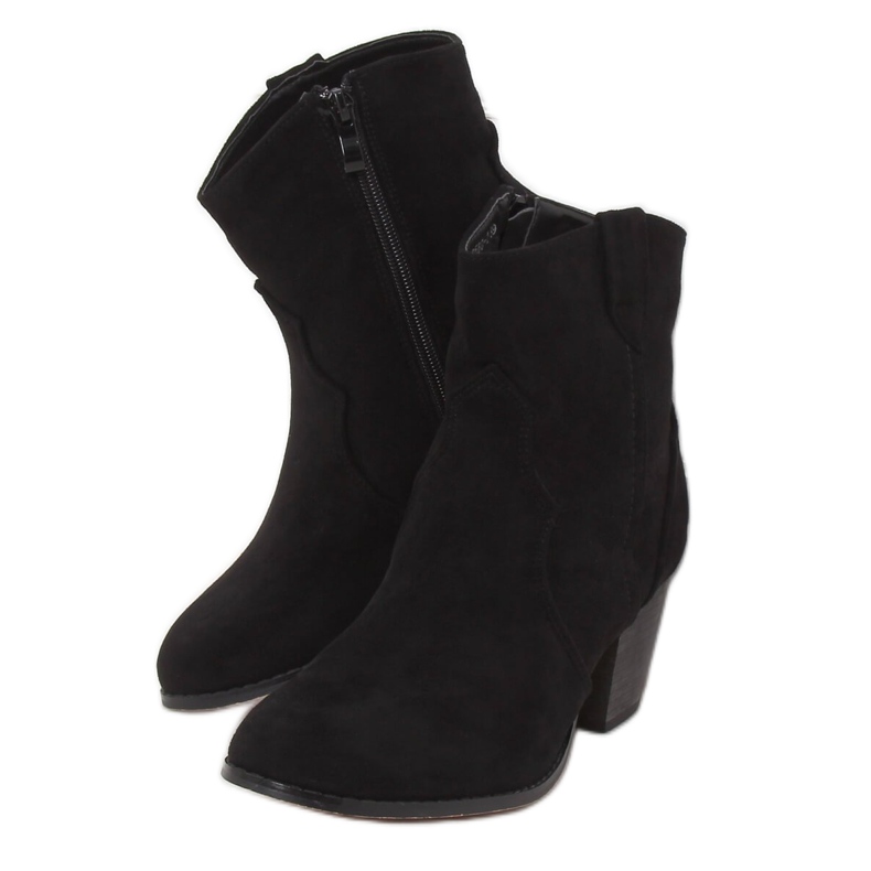Bottes de cowboy noires à talons 100-985B0-2 Noir le noir
