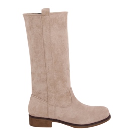 Boots à tige droite beige ST-19P Beige brun Boots à tige droite beige ST-19P Beige brun