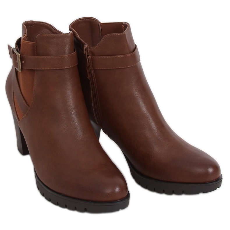 Bottines à talons marron F-33 Camel brun