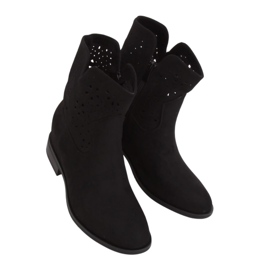 Boots ajourées talon caché noir CH2008 Noir le noir
