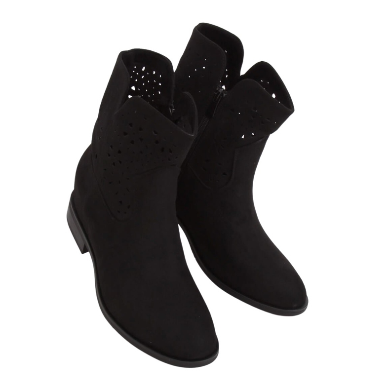 Boots ajourées talon caché noir CH2008 Noir le noir
