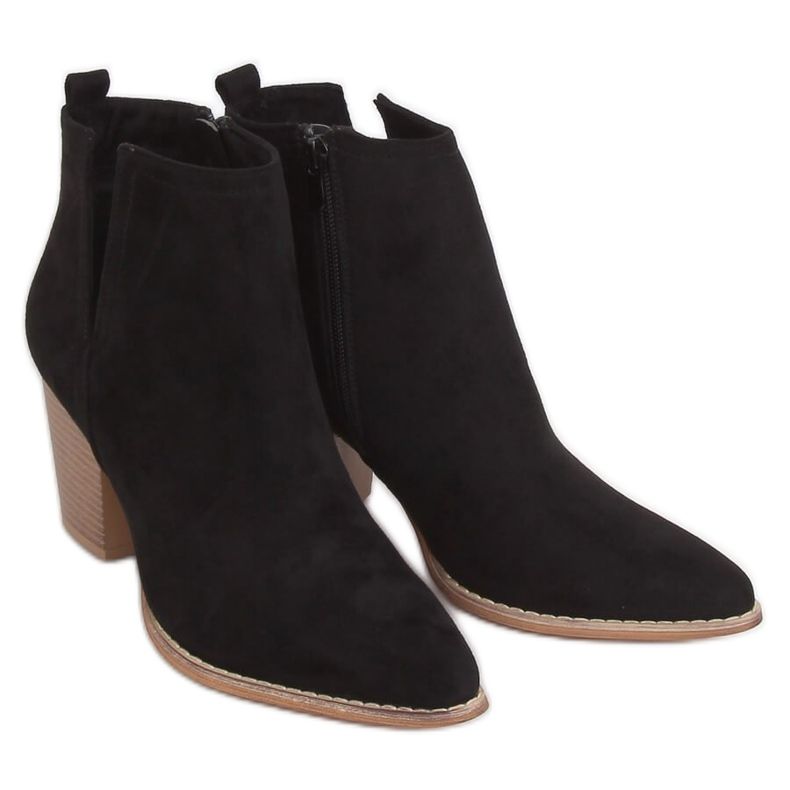 Bottines à talons à bouts noirs amande M397 Black le noir