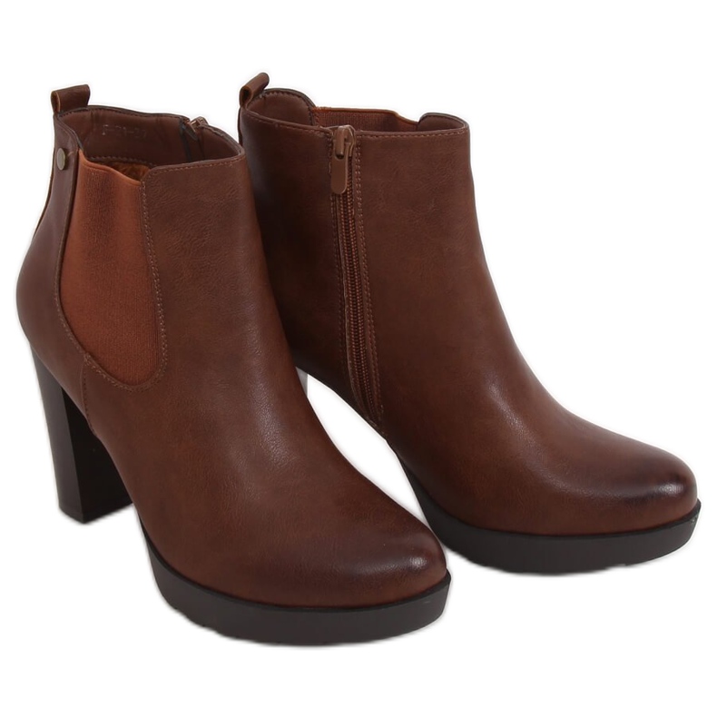 Bottines à talons marron F-21 Camel brun