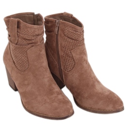 Bottines talons beiges 100-987B0-2 Kaki brun