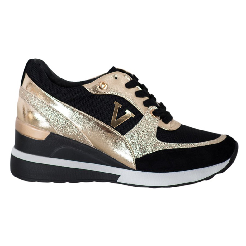 Vinceza Baskets compensées Vincez le noir jaune