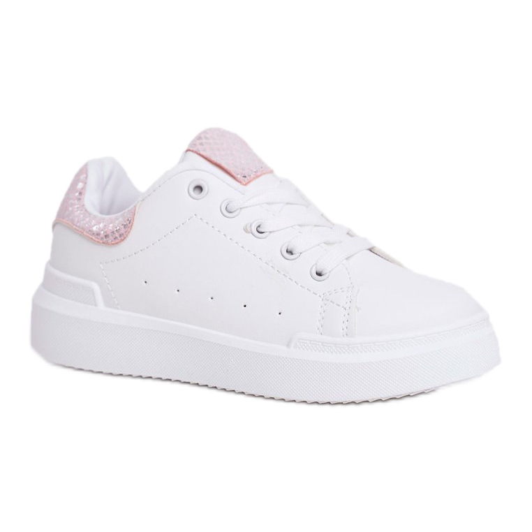 FRROCK Chaussures de sport à lacets Ilonka blanches pour enfants rose